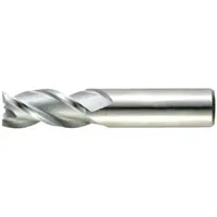 Carbide square end mill with 3 flutes, 3/4" cutting diameter, 2-1/4" length of cut, and 5" overall length. Designed for high-speed machining of aluminum and non-ferrous materials. Suitable for slotting, profiling, and contouring operations
