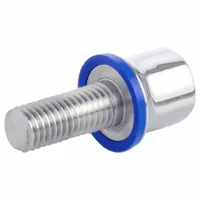 Partially threaded M6 hex head bolt in Grade 316L stainless steel with an 18 mm minimum thread length. Includes an FDA-approved pre-mounted sealing washer for applications requiring cleanable, corrosion-resistant connections in hygienic environments