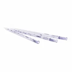 This sterile serological pipette is made of borosilicate glass and has a 1 mL capacity with 0.01 mL graduation increments. It is individually wrapped to maintain sterility. Suitable for precise liquid measurement and transfer in laboratory applications such as cell culture and microbiology.