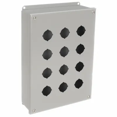 WIEGMANN Push Button Enclosure: 30mm, 12 Holes, Carbon Steel - Enclosures for 30mm Operators