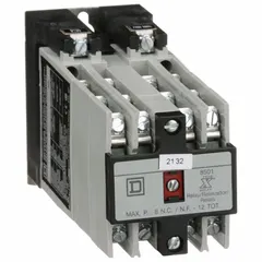 Surface-mounted relay with 12 normally open contacts rated at 10 A and a 120V AC coil. Suitable for switching industrial loads in motor control centers, conveyor systems, and automation panels.