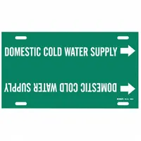 Pipe Marker: Domestic Cold Water Supply, Green, White, Fits 6 to 7 7/8 in Pipe O.D., 1 Pipe Markers (MPN 4050-F)