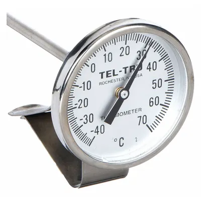 TEL-TRU NSF-Rated Vat & Pan Clip-On Dial Thermometer, 12 in Stem, Fahrenheit - NSF-Rated Vat & Pan Clip-On Dial Thermometers