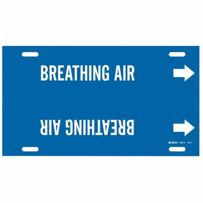 BRADY Pipe Marker: Breathing Air, Blue, White, Fits 8 to 9 7/8 in Pipe O.D., 1 Pipe Markers - Breathing Air Snap-On Pipe Markers