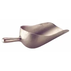 Silver sugar scoop with 4-inch handle length and 3 1/2-inch overall height. Metal-detectable construction aids in preventing foreign object contamination in food processing and industrial kitchen environments.