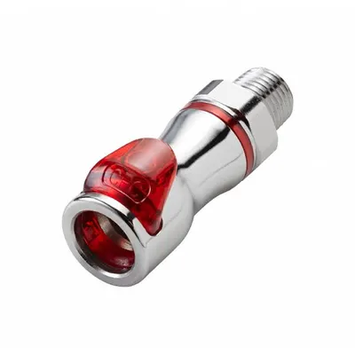 CPC Quick Connection Coupling: Straight, 1/4 in Pipe Size, Warm Red, Quick Disconnect/Threaded - Chrome-Plated Brass Quick-Disconnect Tube Fittings