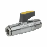 JOMAR VALVE Manual Two-Way Ball Valve: 3/8 in, Brass, Straight, Push x Push, Two-Piece, Lever, 25 PK (MPN 186-533)