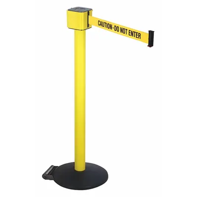 RETRACTA-BELT PM412-30YA-CAU Message Retractable Belt Post Barrier - Message Retractable Belt Post Barriers