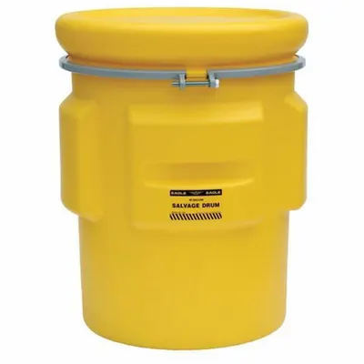 EAGLE Salvage Drum: HDPE, 65 gal, Bolt Ring, Unlined/No Interior Coating, 38 7/8 in x 31 in - Nestable Plastic Salvage Drums
