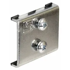 Steel toolholder bracket with zinc-plated silver finish for square-hole pegboard. Features a screw-in locking system and includes a black holding clip for surface mounting. Designed for organizing tools in workshops, garages, and industrial storage areas.