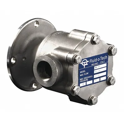 FLUID-O-TECH Rotary Vane Pump: Magnetic Drive, Stainless Steel Body, 1" NPT - C-Face Mount Rotary Vane Pump Heads