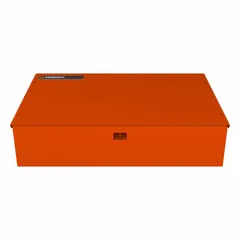 This add-on component includes a lockable angled workstation for starter carts. It is designed to provide secure storage for tools and materials in material handling applications.