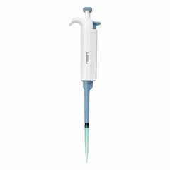 Manual fixed-volume single-channel pipettor with a maximum capacity of 50 µL and accuracy of 0.5%. Light gray finish. Suitable for precise liquid handling in laboratory applications such as sample preparation, reagent dispensing, and serial dilutions.