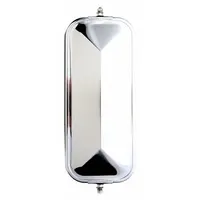 This rectangular flat mirror is designed for the passenger side of heavy-duty trucks. Measuring 16 inches by 7 inches, it provides a standard field of view for lane changes and backing maneuvers. The mirror is non-heated and non-motorized, with a V-Back style profile