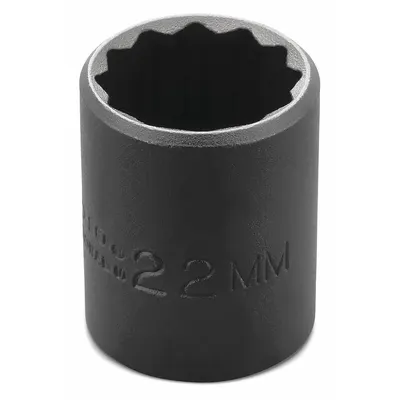 PROTO Impact Socket: 1/2 in Drive Size, Metric, 22 mm Socket Size, 12-Point, Std - 1/2" Drive Impact Sockets