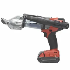 Double cut shear attachment for use with corded or cordless drills. Overall length of 7 3/4 inches. Designed for cutting sheet metal in applications such as HVAC, roofing, and metal fabrication.