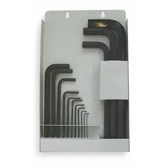 This 14-piece L-shaped hex key set includes metric sizes with a long-reach design for accessing recessed fasteners. The black oxide finish provides corrosion resistance. Keys are organized in a holder for convenient storage and transport. Suitable for tightening or loosening hex socket screws in mechanical assembly and maintenance tasks.
