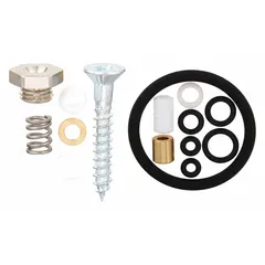 This repair kit includes packings and seals for the BINKS Mach 1A spray gun. It is used to restore sealing performance in industrial painting applications, ensuring consistent fluid delivery and preventing leaks during operation.