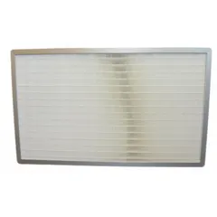 This HEPA filter is designed for use in fume hoods and ductless enclosures to capture airborne particulates. It measures 1 1/2 inches in height, 18 inches in width, and 15 inches in depth. The filter is Type 1 and is suitable for laboratory ventilation applications requiring particulate filtration.