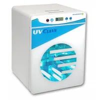 Ultraviolet chamber for inactivating DNA, RNA, viruses, and bacteria on PCR vessels. Operates at 120V AC with a cycle time range of 5 to 20 minutes. Overall dimensions: 10 1/2 in wide by 11 1/2 in deep. Used in molecular biology and clinical laboratories to prevent cross-contamination during PCR workflows