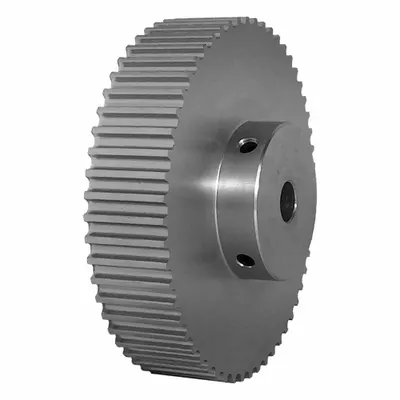 Dayton Timing Pulley: Curvilinear, Fixed, For HTD Timing Belt Section, For 15 mm Belt Wd - HTD Section Fixed-Bore Timing Pulleys with Hub
