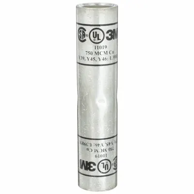 3M Open Barrel Splices: 750 kcmil Wire Size, Black Code, 5.88 in, Copper Barrel - Crimped Butt Splice Compression Connectors