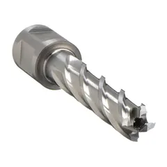 This annular cutter is made of high-speed steel with a bright finish, featuring a 3 in cutter diameter and 2 in maximum cutting depth. It is designed for cutting clean, accurate holes in metal during general fabrication, structural steel work, and maintenance tasks. Suitable for use with magnetic drill presses and portable drills.