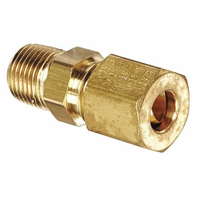 WEATHERHEAD Compression Fitting Adapter: 1/4 in OD x 1/8 in Pipe Fitting Size - Standard Sleeve Brass Compression Fittings