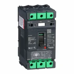 This 3-pole motor circuit protector is rated at 80 A with a low amp trip setting of 320 A. It features an adjustable instantaneous trip and plug-in terminal connections. Designed for overcurrent protection in motor circuits, it allows coordination with motor starting currents to prevent nuisance tripping.