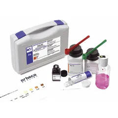This water test kit detects arsenic in water samples over a range of 0.05 to 0.5 mg/L with a sensitivity of 0.05 mg/L. It includes reagents sufficient for 100 tests. Typical applications include drinking water analysis, environmental monitoring, and industrial wastewater testing.