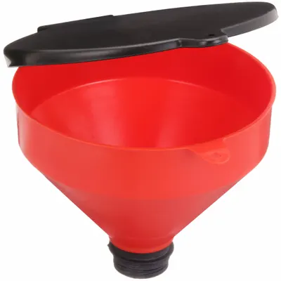 FUNNEL KING Funnel: Lockable, Red / Black, No Flame Arrester, 10 in x 8 1/2 in - Drum Funnels