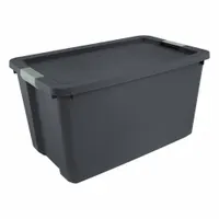 STERILITE Latch Tote: 34 gal, 31 5/8 in x 20 in x 17 1/4 in, Black Body, More than 20 gal, Black (MPN 22193V04)