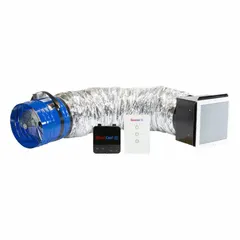 This ceiling-mount whole house fan delivers a maximum airflow of 1,472 cfm and covers up to 736 sq ft. It features a 14 in blade, operates on 115V AC single-phase power, and is designed for low-noise performance in high-static-pressure applications. The fan has a single speed, round duct shape, and square rough opening, making it suitable for ventilating attics or large rooms.