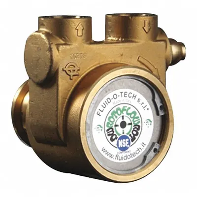 FLUID-O-TECH Rotary Vane Pump: Magnetic Drive, Low-Lead Brass Body, 1/2" NPT - Carbonator Mount Rotary Vane Pump Heads