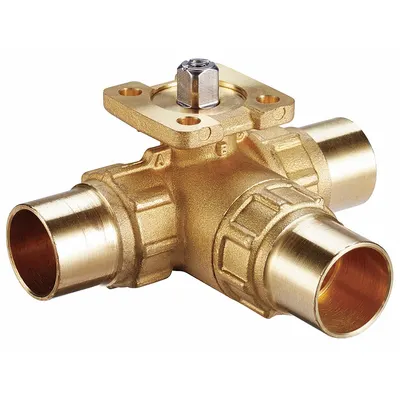 HVAC Control Ball Valve: 3-Way, 1/2 in Sweat, 2.9 CV Flow, 1.9 Bypass CV Flow - 3-Way Sweat Connection Ball Valves