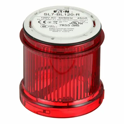 EATON Tower Light Module: Flashing, 110/120V AC, Red, 73 mm Overall Dia, 3 in Overall Ht - Flashing Light Modules