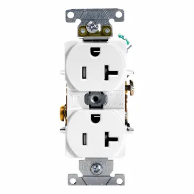 LEVITON Duplex Receptacle Outlet: Duplex, 5-20, White, 125V AC, 20 A - General Purpose Receptacles