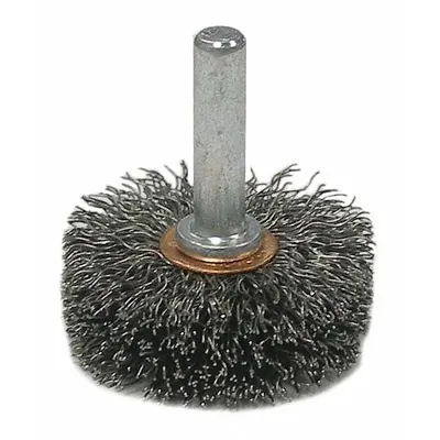 WEILER Wire Wheel Brush: Crimped Steel, 1 3/4" Dia x 1/2" Wd, 1/4" Shank - Light-Cleaning Brushes for Carbon Steel