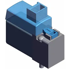 Three-way, two-position directional control valve with single solenoid and normally open configuration. Operates on 24V DC. Used in pneumatic systems for automated machinery, packaging lines, and industrial process control.
