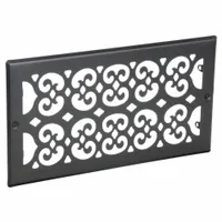 Surface-mount filter grille for floor-mounted HVAC return air openings. Constructed of steel with a black textured finish. Dimensions: 13-1/2 in height, 7-1/2 in width, 1/2 in depth. Not fire rated