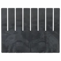 This black plastic divider is designed for use with compatible ESD divider boxes to organize small parts in static-sensitive environments. It measures 9 5/8 by 7 3/8 inches and is suitable for subdividing containers in electronics assembly or cleanroom settings.