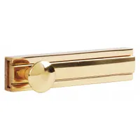 Surface-mounted door bolt for manual fastening of doors. Height 3 in, width 11/16 in, length 3 in. Suitable for securing doors in commercial and industrial settings where a simple locking solution is required