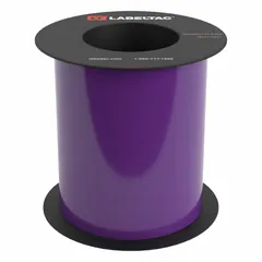 Continuous vinyl label roll for use with LabelTac 9 printers. Purple gloss finish suitable for indoor and outdoor applications. Commonly used for safety signs, pipe markers, and equipment identification.
