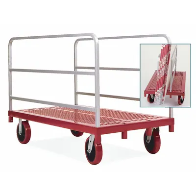 RAYMOND PRODUCTS Panel Truck: 3,200 lb, Red, 54 in L x 30 in W x 37 1/2 in H Deck - Single-Height Vertical Panel Trucks with Adjustable Rails