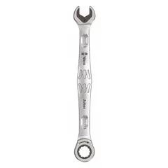 This metric spline ratcheting combination wrench features an 18 mm head size and a reversing mechanism. Constructed from alloy steel with a nickel chrome finish, it has an overall length of 9 1/4 inches. Suitable for tightening and loosening metric fasteners in confined spaces.