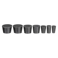 APPROVED VENDOR Natural Rubber Stopper Set, Sizes 00 to 7, 25 mm Height, Black, Autoclavable