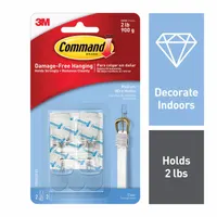 COMMAND Hook: 2 lb Wt Capacity, 1 Points per Hook, Clear, 2 in Overall Ht, 7/8 in Overall Wd, 2 PK (MPN 17065CLR-ES)