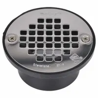 OATEY Floor Drain: 4 in Overall Dia, 4 in Grate Size, 2 in Nominal Pipe Size, Solvent Weld, Plastic (MPN 43578)