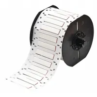 Polyolefin sleeve label roll in white matte finish, measuring 1/4 in x 2 in. Designed for wire identification on 8 AWG to 12 AWG conductors. Compatible with i3300 printer series. Used in industrial settings for marking wires and cables