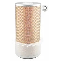 Round/oval engine air filter with axial seal. Outside diameter 5 1/4 in. Compatible with Kobelco vehicles. Traps airborne contaminants to protect engine combustion airflow
